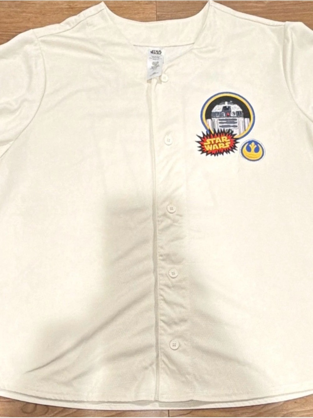3XL Disney Star Wars R2-D2 "77" White Button Front Baseball Jersey Shirt Adult